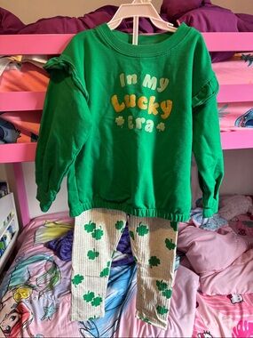 Carter's Green "In My Lucky Era" Sweatshirt & Shamrock Leggings Set